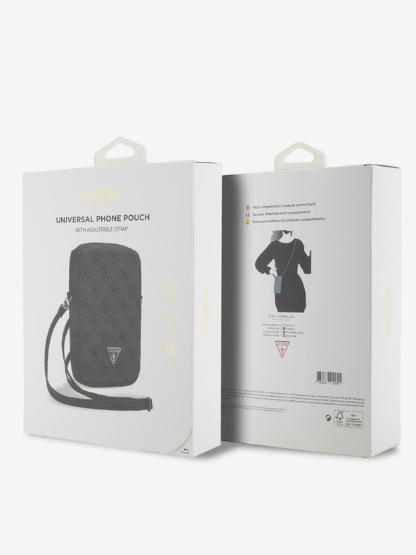 Guess Guess PU 4G Triangle Logo Handytasche mit Reißverschluss Schwarz