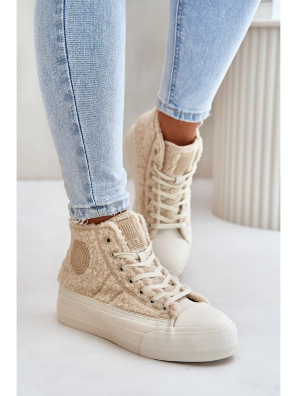 BIG STAR SHOES Gefütterte Damen Sneaker mit Lammfell Big Star Beige