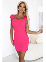 numoco Neonrosa Minikleid mit schönem Ausschnitt