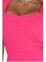 numoco Neonrosa Minikleid mit schönem Ausschnitt
