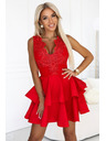 numoco Rotes Cocktailkleid CHARLOTTE mit Spitzenausschnitt
