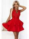 numoco Rotes Cocktailkleid CHARLOTTE mit Spitzenausschnitt