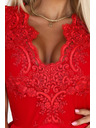 numoco Rotes Cocktailkleid CHARLOTTE mit Spitzenausschnitt