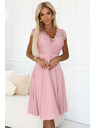 numoco Hellrosa Chiffonkleid mit Spitzenausschnitt