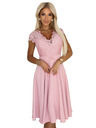numoco Hellrosa Chiffonkleid mit Spitzenausschnitt