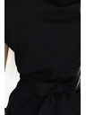numoco Schwarzes Kleid mit asymmetrischem Rock und Gürtel