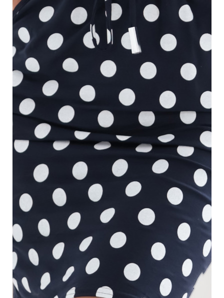 numoco Sportkleid mit Bindung und Taschen - dunkelblau mit weißen Punkten