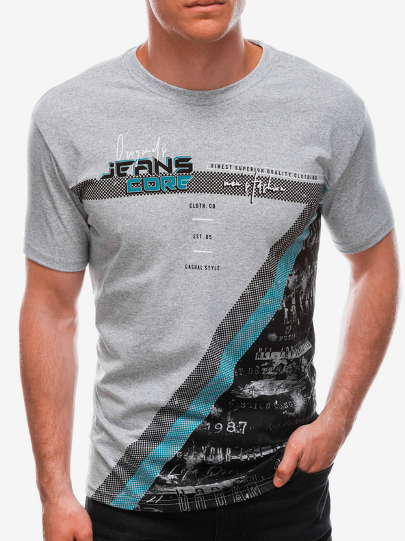Edoti Herren-T-Shirt mit Aufdruck – grau EDOTI