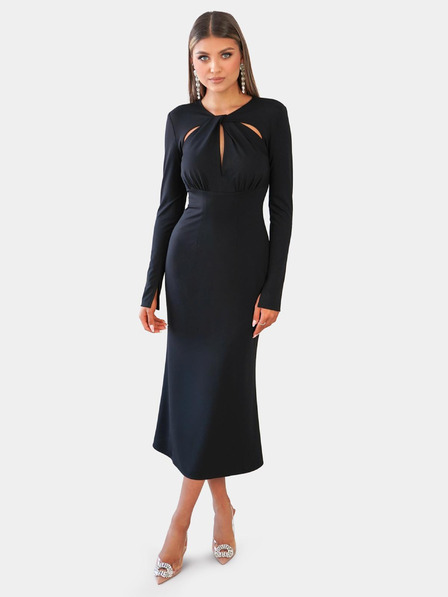 Edoti Schwarzes figurbetontes Kleid mit Cutouts