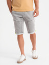 Ombre Clothing Herren Jeans-Shorts mit dekorativer Steppnaht - hellgrau