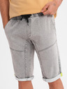 Ombre Clothing Herren Jeans-Shorts mit dekorativer Steppnaht - hellgrau