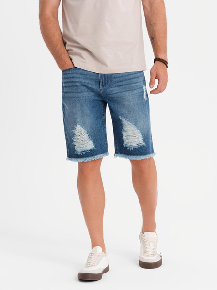 Ombre Clothing Herren Jeans-Shorts mit Löchern und Rissen - blau