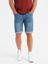 Ombre Clothing Herren Jeans-Shorts mit umgeschlagenen Beinabschluss - blau