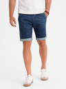 Ombre Clothing Herren Jeans-Shorts mit umgeschlagenen Beinabschluss - dunkelblau