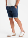 Ombre Clothing Herren Jeans-Shorts mit umgeschlagenen Beinabschluss - dunkelblau