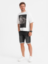 Ombre Clothing Herren Jeans-Shorts mit umgeschlagenen Beinabschluss - schwarz