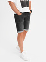 Ombre Clothing Herren Jeans-Shorts mit umgeschlagenen Beinabschluss - schwarz