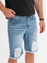 Ombre Clothing Herren kurze Jeans-Shorts mit Löchern und Rissen - hellblau