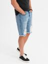 Ombre Clothing Herren kurze Jeans-Shorts mit Löchern und Rissen - hellblau