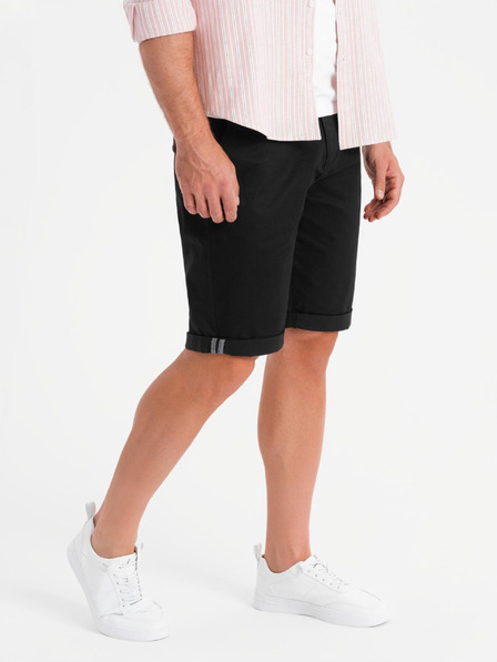 Ombre Clothing Herren klassische Chino-Shorts mit umgeschlagenen Beinabschluss - schwarz