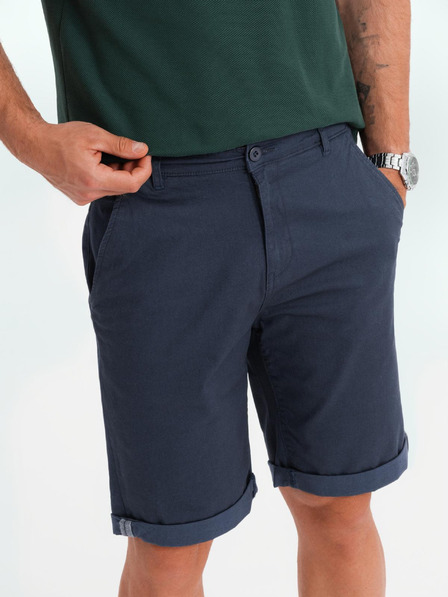 Ombre Clothing Herren klassische Chino-Shorts mit umgeschlagenen Beinabschluss - dunkelblau