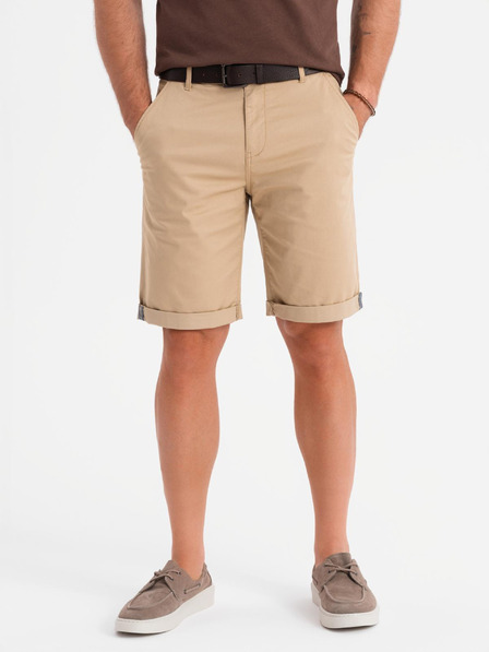 Ombre Clothing Herren-Chino-Shorts mit umgeschlagenem Beinabschluss - beige