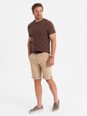 Ombre Clothing Herren-Chino-Shorts mit umgeschlagenem Beinabschluss - beige