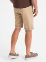 Ombre Clothing Herren-Chino-Shorts mit umgeschlagenem Beinabschluss - beige