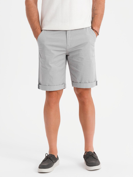 Ombre Clothing Herren-Chino-Shorts mit umgeschlagenem Beinabschluss - grau