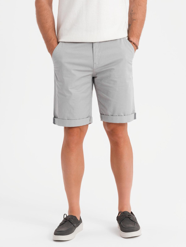 Ombre Clothing Herren-Chino-Shorts mit umgeschlagenem Beinabschluss - grau
