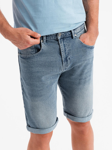 Ombre Clothing Herren-Jeans-Shorts mit umgeschlagenen Beinabschluss - hellblau