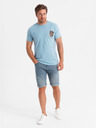 Ombre Clothing Herren-Jeans-Shorts mit umgeschlagenen Beinabschluss - hellblau