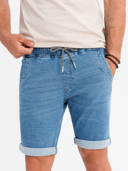 Ombre Clothing Herren-Jeans-Shorts mit umgeschlagenen Beinabschluss - hellblau