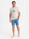 Ombre Clothing Herren-Jeans-Shorts mit umgeschlagenen Beinabschluss - hellblau