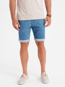 Ombre Clothing Herren-Jeans-Shorts mit umgeschlagenen Beinabschluss - hellblau