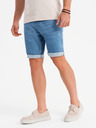 Ombre Clothing Herren-Jeans-Shorts mit umgeschlagenen Beinabschluss - hellblau