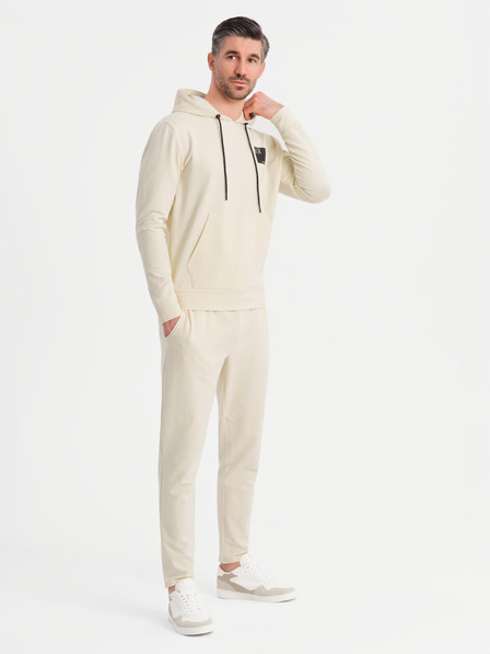 Ombre Clothing Herren-Hoodie + Jogginghose - creme