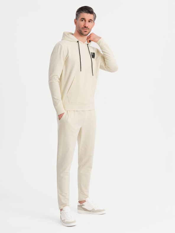 Ombre Clothing Herren-Hoodie + Jogginghose - creme