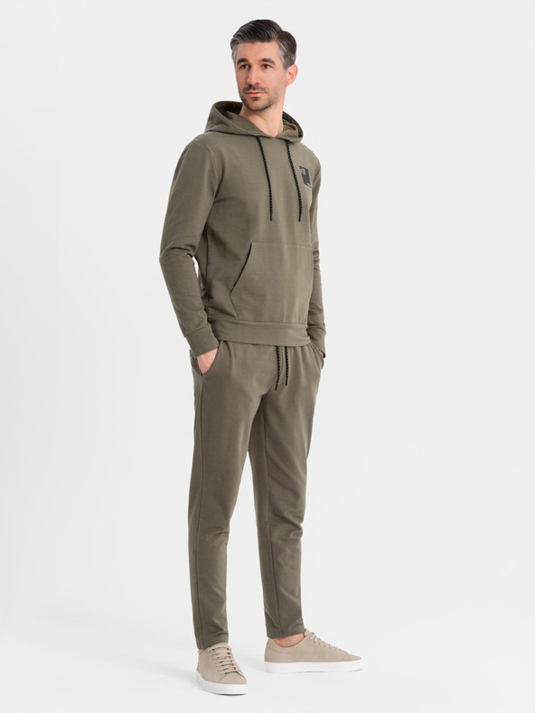 Ombre Clothing Herren-Hoodie + Jogginghose - olivgrün