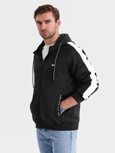 Ombre Clothing Herren-Zip-Hoodie mit Einfassung - schwarz