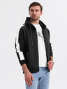 Ombre Clothing Herren-Zip-Hoodie mit Einfassung - schwarz