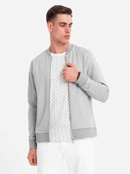 Ombre Clothing Herren-Strick-Bomberjacke - grau