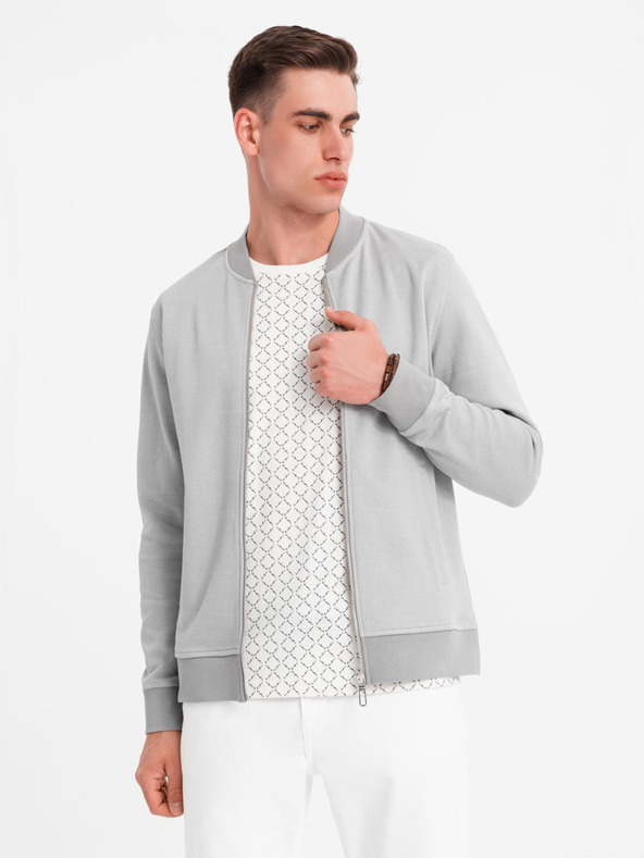 Ombre Clothing Herren-Strick-Bomberjacke - grau