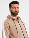 Ombre Clothing Herren-Zip-Hoodie mit Einfassung - beige
