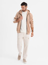 Ombre Clothing Herren-Zip-Hoodie mit Einfassung - beige