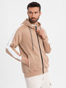 Ombre Clothing Herren-Zip-Hoodie mit Einfassung - beige