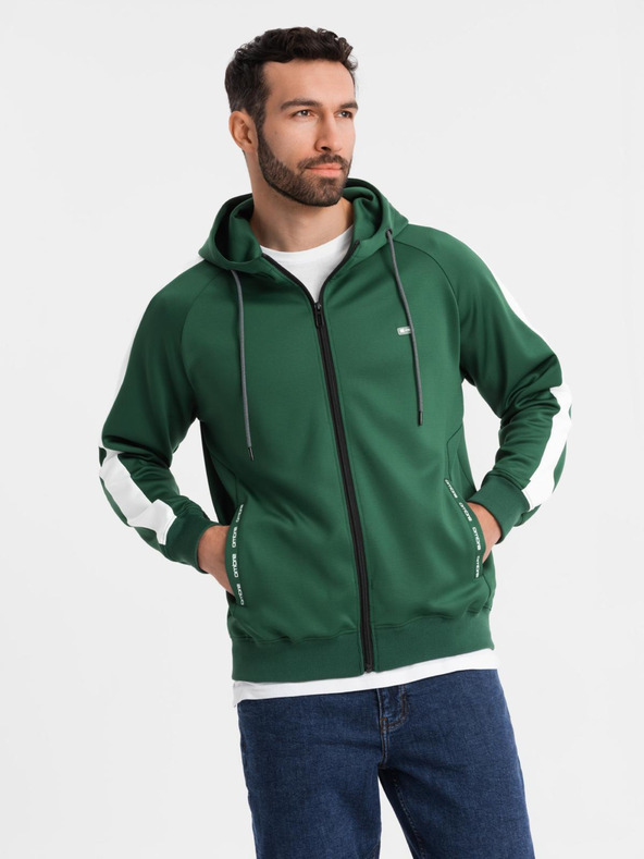Ombre Clothing Herren-Zip-Hoodie mit Einfassung - dunkelgrün