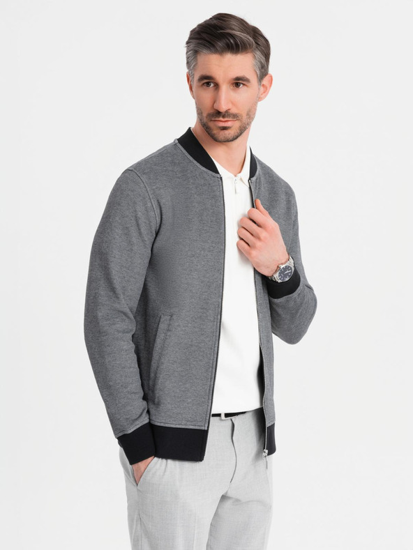 Ombre Clothing Herren-Strick-Bomberjacke - schwarz