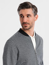 Ombre Clothing Herren-Strick-Bomberjacke - schwarz