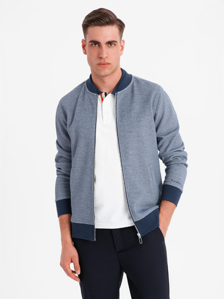 Ombre Clothing Herren-Strick-Bomberjacke - dunkelblau